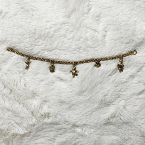 Vintage Disney Gold Tone Winnie the Pooh Charm Bracelet - Picture 8 of 9